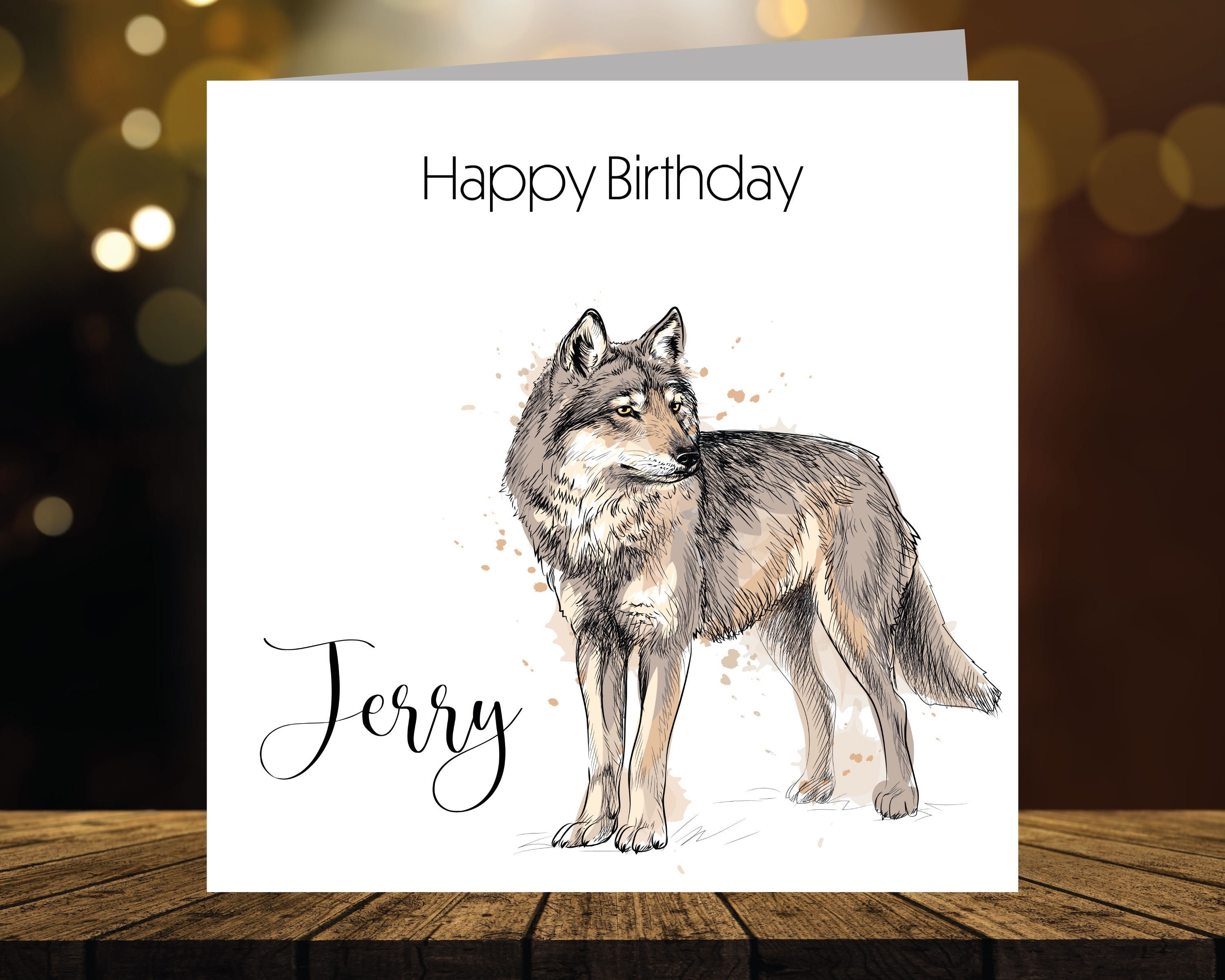 Wolf Birthday Card Personalised With Name / Watercolour Wolf | Etsy