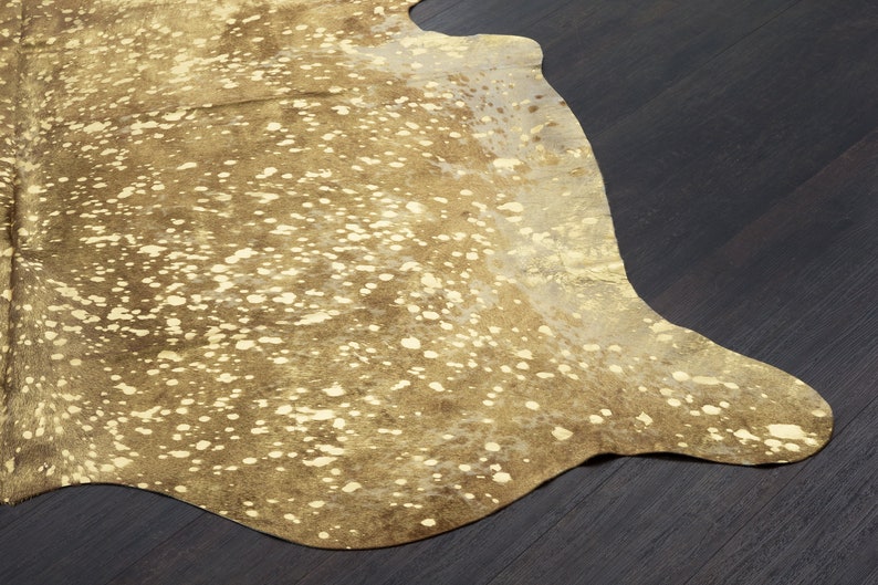 Vibrant Gold Speckled Metallic Cowhide Rug/ Cow Skin/ Cow Etsy