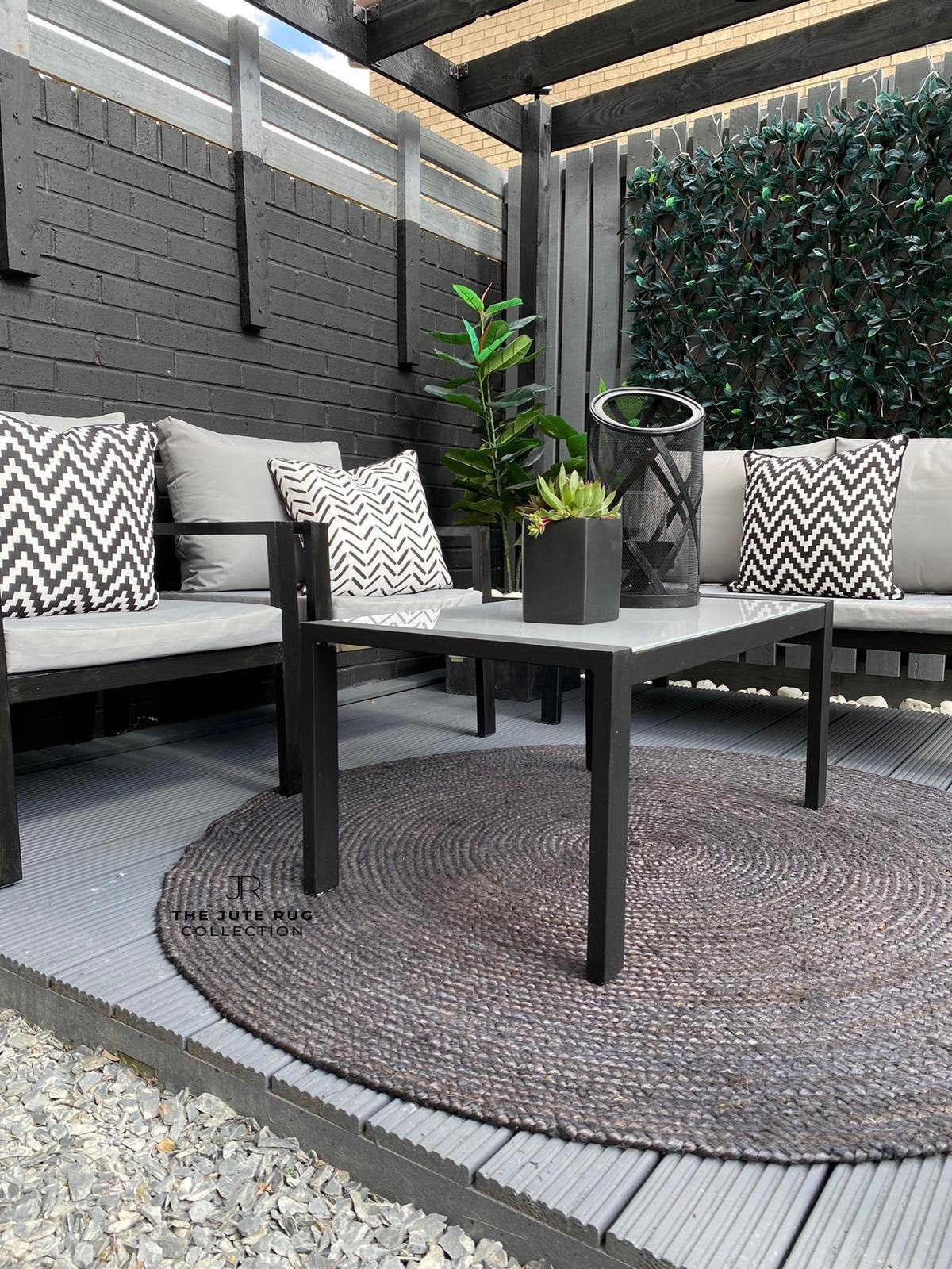 Black Rug/ Patio Rug/ Rug for Patio/ Circular Jute Rug/outdoor Etsy UK