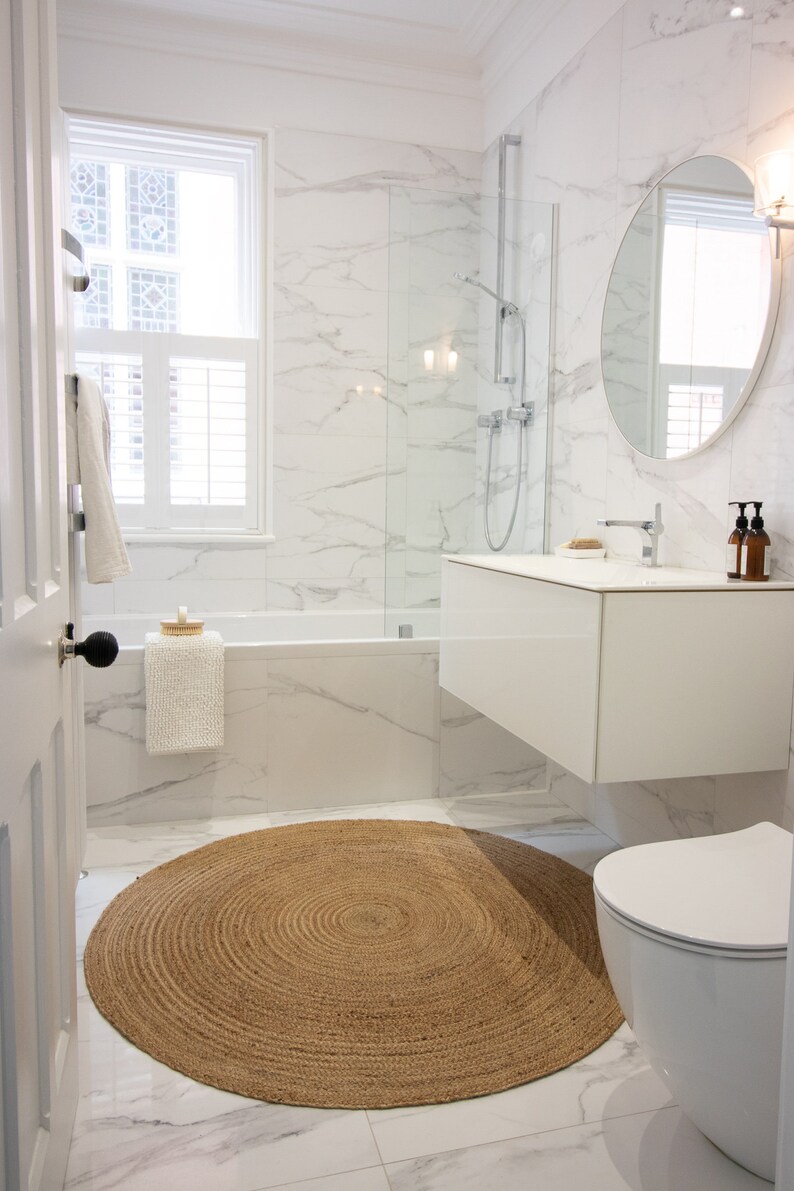 Jute Rug Natural Braided Jute Bathroom Mat/ Circular/ Round Etsy