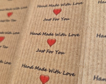 Brown Labels - Hand Made With Love, Just for you - 65 Per Sheet (38.1 x 21.2mm)