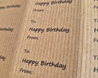 Happy Birthday Brown Labels 65 Per Sheet (38.1 x 21.2mm)