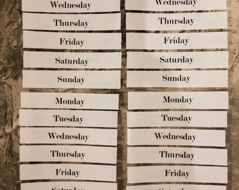 Days of the week Transparent Labels x 4 sets