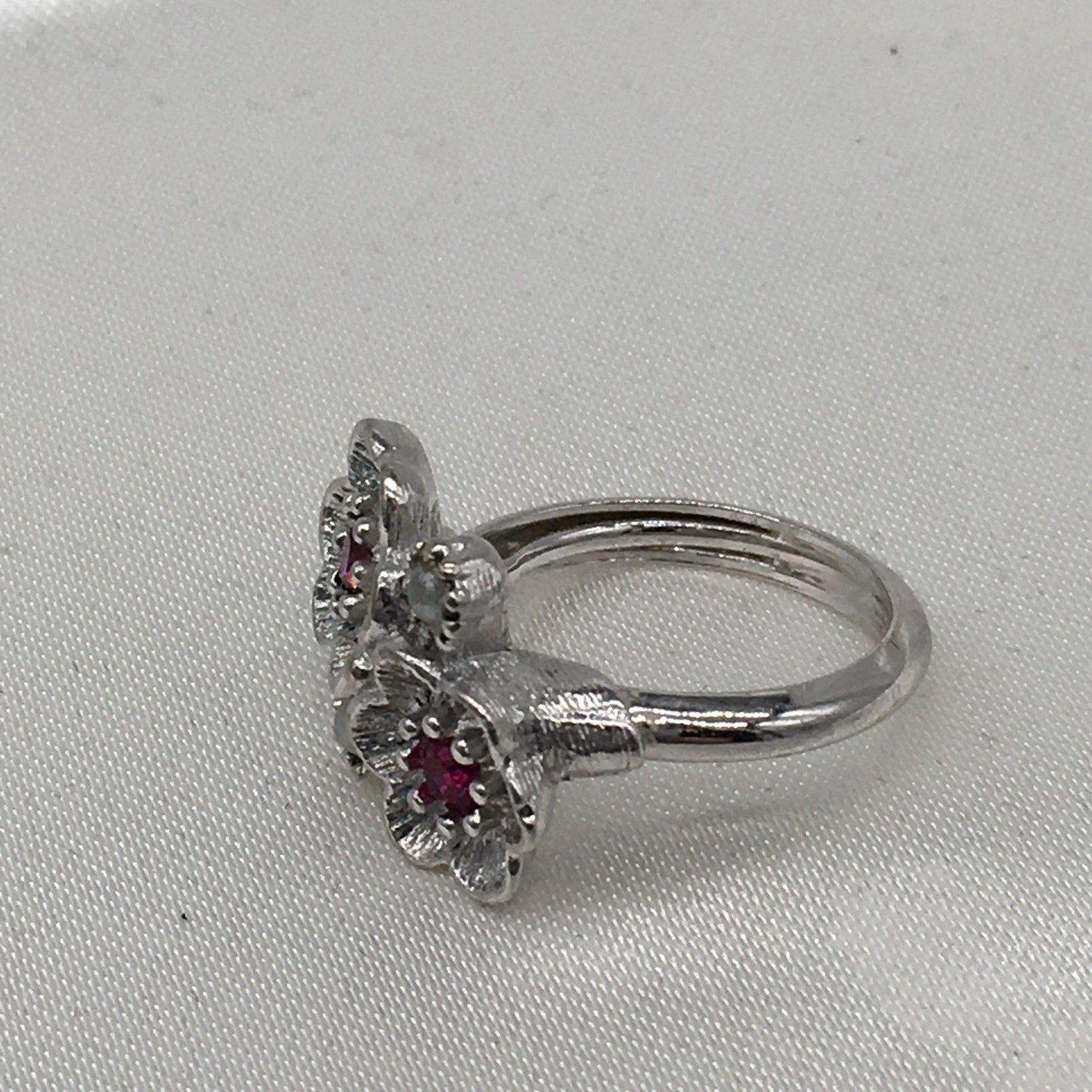 Avon Ring Vintage Silver Tone Pink Stones sz 5 Etsy