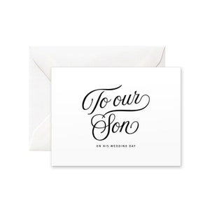 À notre fils le jour de sa carte de mariage | Carte du jour du mariage, carte de calligraphie moderne, carte faite à la main, carte au fils