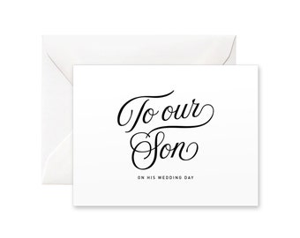 To Our Son on His Wedding Day Card | Wedding Day Card, Modern Calligraphy Card, Handmade Card, Card to Son