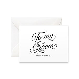 A mi novio en nuestra tarjeta del día de la boda / tarjeta del día de la boda, tarjeta de caligrafía moderna, tarjeta hecha a mano, tarjeta al novio, regalo al novio