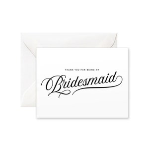 Gracias por ser mi tarjeta de dama de honor / Gracias tarjeta de día de la boda, tarjeta de caligrafía moderna, tarjeta hecha a mano, regalo a la dama de honor