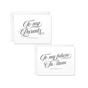 Paquete de tarjetas del día de la boda de padres/suegros / A mis padres el día de mi boda, A mis futuros suegros el día de mi boda, Regalo a los padres