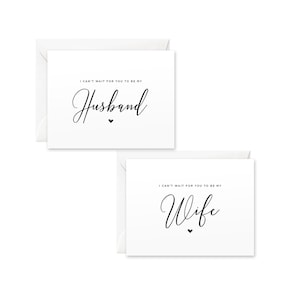 Pacote de cartões para o dia do casamento de marido/esposa | Mal posso esperar para que você seja meu marido, mal posso esperar para que você seja minha esposa, nota do dia do casamento