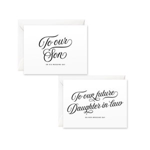 Son/Daughter-in-law Wedding Day Cards Bundle | To Our Son on His Wedding Day, To Our Future Daughter-In-law on Her Wedding Day, Couple Gift