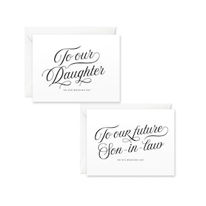 Pacchetto di carte per il giorno del matrimonio figlia/figlio-in-law / A nostra figlia il giorno del suo matrimonio, al nostro futuro genero il giorno del suo matrimonio, regalo