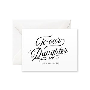A nuestra hija en su tarjeta del día de la boda / tarjeta del día de la boda, tarjeta de caligrafía moderna, tarjeta hecha a mano, tarjeta a la hija, regalo a la hija