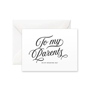 A mis padres en mi tarjeta del día de la boda / tarjeta del día de la boda, tarjeta de la caligrafía moderna, tarjeta hecha a mano, tarjeta a los padres, regalo a los padres