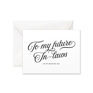 A mis futuros suegros en mi tarjeta del día de la boda / tarjeta del día de la boda, tarjeta de caligrafía moderna, tarjeta hecha a mano, tarjeta a los suegros, regalo a los suegros