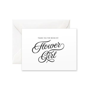 Gracias por ser mi flor chica tarjeta / Gracias tarjeta de día de la boda, tarjeta de caligrafía moderna, tarjeta hecha a mano, regalo a la niña de la flor