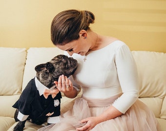 Bulldog Dog Tuxedo, Dog Suit, Dog wedding attire, Black Dog Tuxedo, Formal dog suit, Customized dog Suit, Bulldogs,