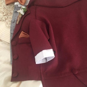 Red burgundy Dog Tuxedo, Dog Suit, Dog Jacket, Dog wedding attire image 4