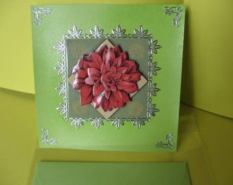 Silver Peony and stickers (embossed) 3D card