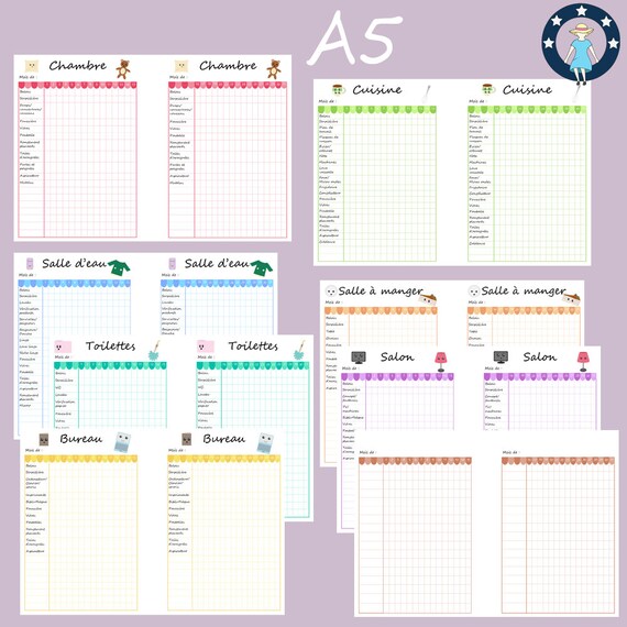 Kit De Pages A Imprimer Suivi Menage Pour Planner A5 Francais Etsy