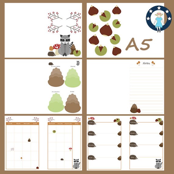 Kit Pages à Imprimer Forêt Animaux Pour Planner A5 Non Datés Français