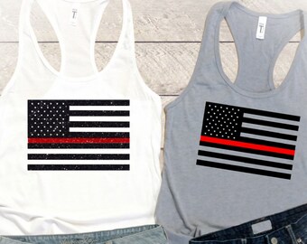 Red Line Shirt, Red Line Flag, Fire Dept Hoodie, Firefighter T-Shirt, Red Line T-Shirt, Firefighter Tank, Firefighter Gift, Red line Gift
