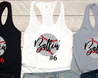 Baseball Mom Tank Top, Baseball Tee, Baseball T-Shirt, Ballin Tank, Ballin Tee, Ballin T-Shirt, Custom Baseball Tank, Custom baseball tee