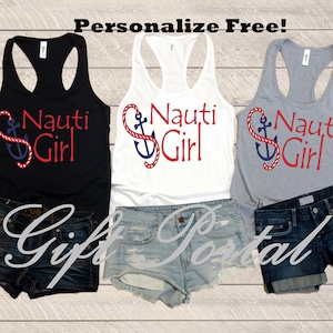 Nautical Tank Top, Nautical Tee, Nauti Girl Tank Top, Nauti Girl T-Shirt, Nauti Girl Tee, Nautical T-Shirt, Glitter Nautical Tank