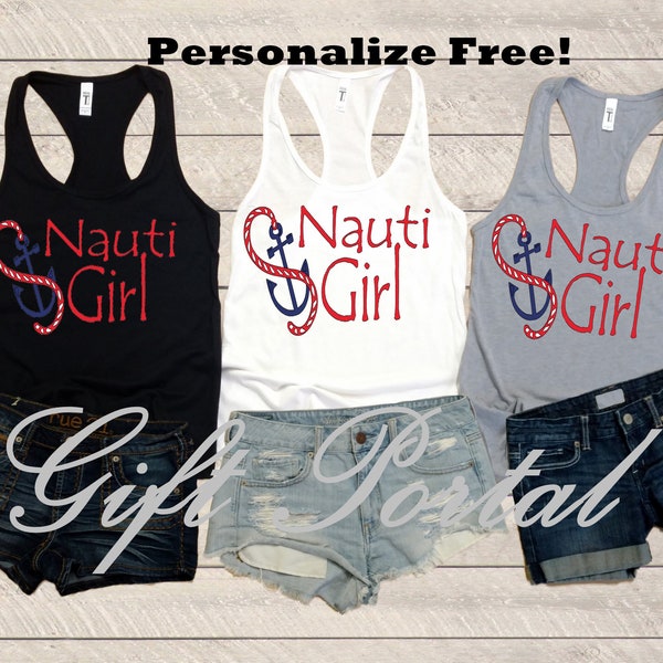 Nautical Tank Top, Nautical Tee, Nauti Girl Tank Top, Nauti Girl T-Shirt, Nauti Girl Tee, Nautical T-Shirt, Glitter Nautical Tank