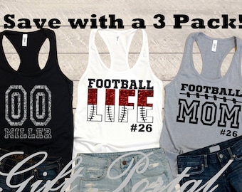 Football Mom Tank, Football Mom Tee, Football Mom T-Shirt, Football Mom Hoodie, Football Mom glitter, Custom Football mom