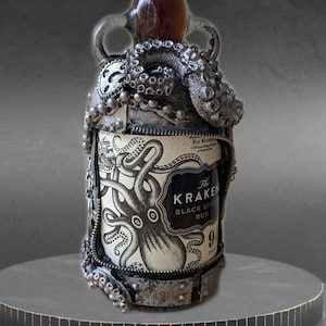 Liquor Bottle, Steampunk liquor Bottle, Kraken Spiced Rum, Decorative liquor bottle, Kraken Rum Bottle, Pirate Bottle, Pirate Rum Gift