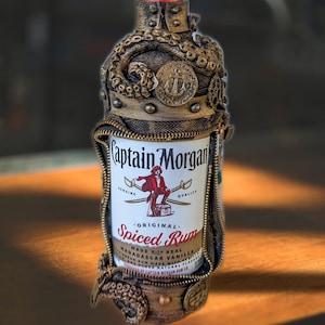 Liquor Bottle, Steampunk liquor Bottle, Captain Morgan bottle, Decorative liquor bottle, Captain Morgan Rum, Pirate Bottle, Pirate Rum Gift