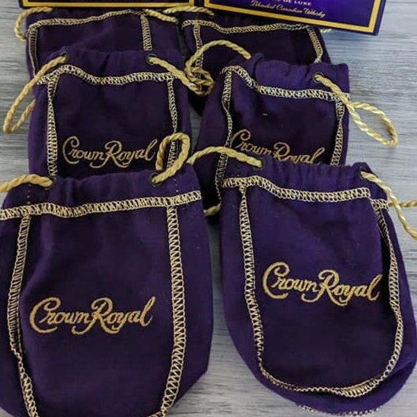 Crown Royal Bags, Small Crown Bags, Velvet green Bags, Crown Purple Bags, Drawstring velvet bags, Crown drawstring bags, Crown Royal Whiskey