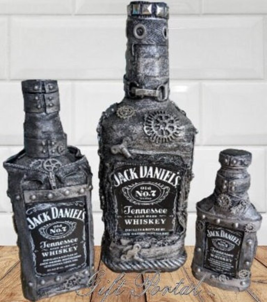 Liquor Bottle, Steampunk Liquor Bottle, Jack Daniels Bottle, Jack