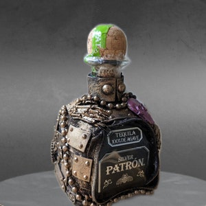 Patron Bottle, Steampunk Patron Bottle, Tequila Bottle, Patron Tequila ...