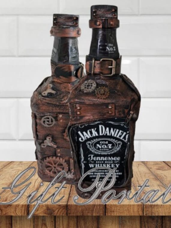 Large Jack Daniels Bottle, Steampunk Liquor Bottle, Jack Daniels