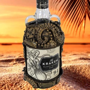 Liquor Bottle, Steampunk liquor Bottle, Kraken Spiced Rum, Decorative liquor bottle, Kraken Rum Bottle, Pirate Bottle, Pirate Rum Gift