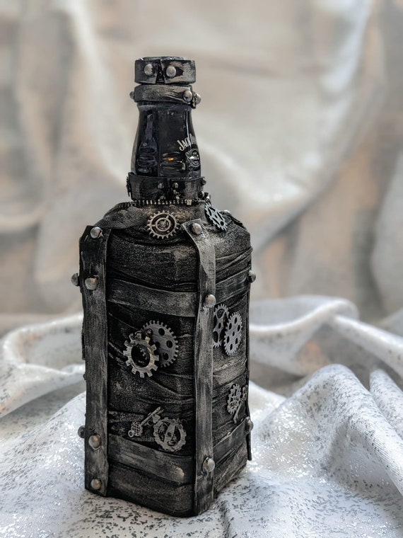 Large Jack Daniels Bottle, Steampunk Liquor Bottle, Jack Daniels