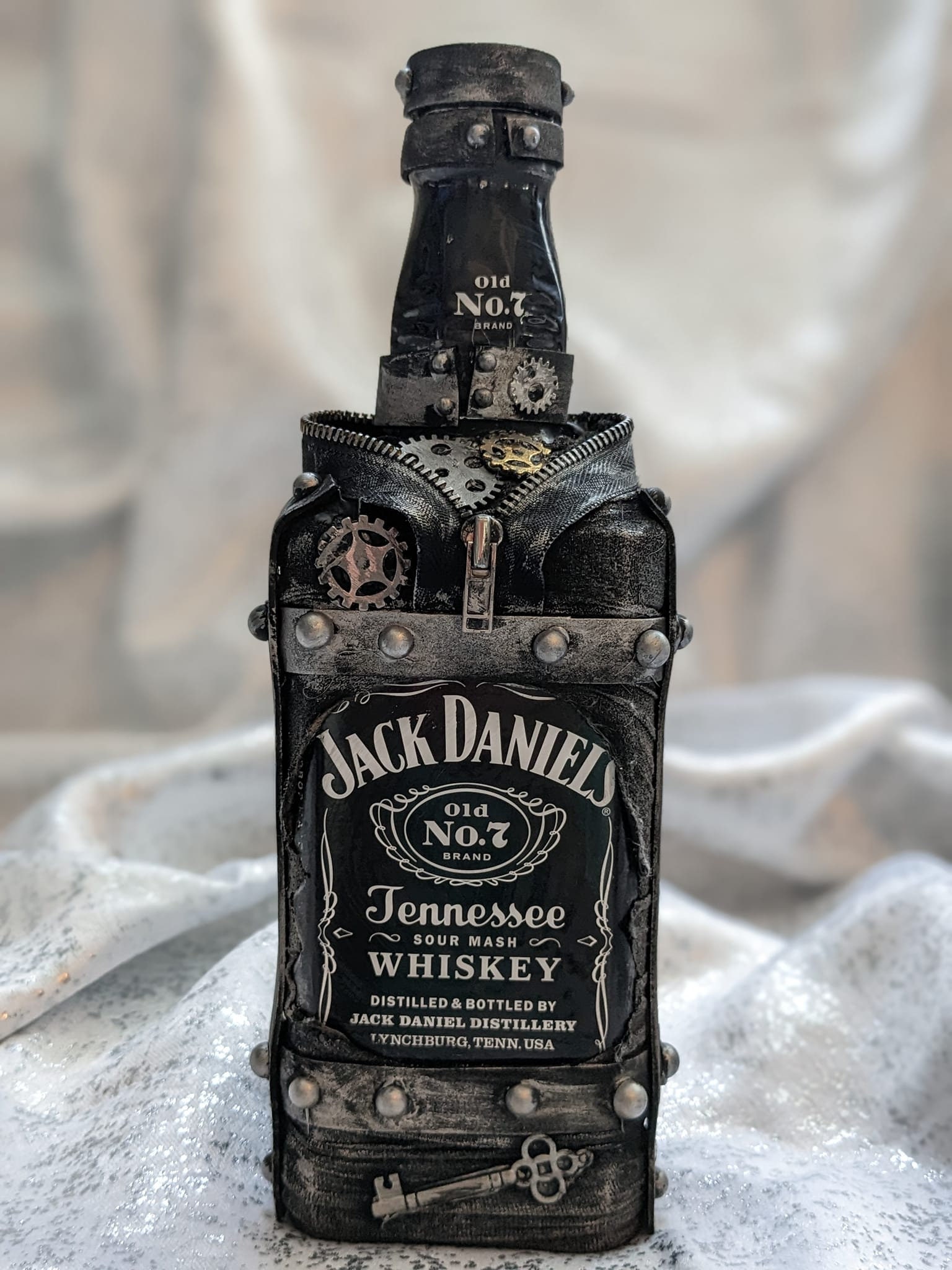 Large Jack Daniels Bottle, Steampunk Liquor Bottle, Jack Daniels 
