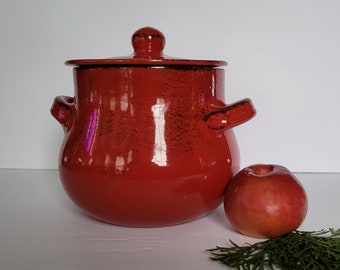 DeSilva 3 Qt Dutch Oven Italian Red Terra Cotta Pot with Lid