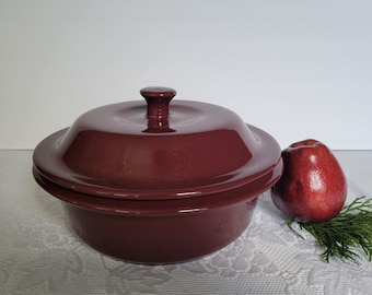 REDUCED Casserole by Pampered Chef Cranberry 6C/1.5L 2 Pc Round Casserole Stoneware Baker #1131, USA