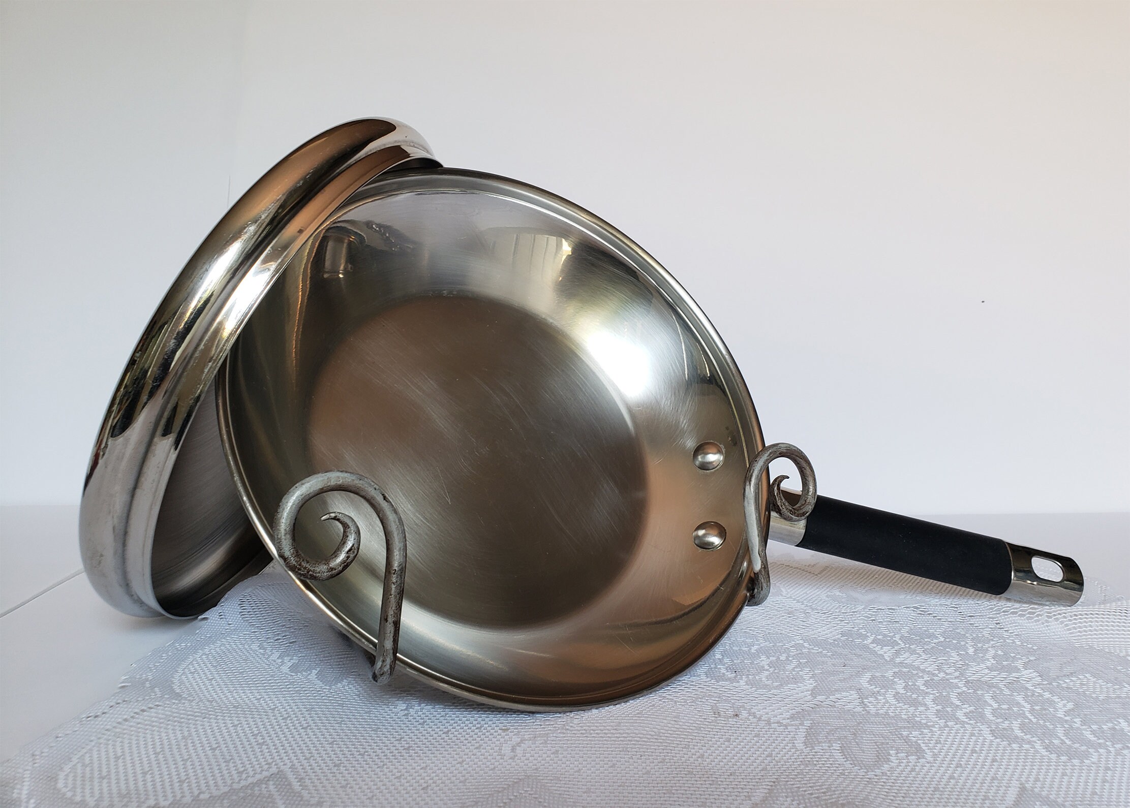 Vtg 1801 Revere Ware 10 Stainless Steel Skillet with SS Etsy