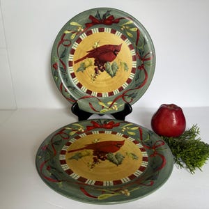 Lenox 2 Winter Greetings Everyday Cardinal Dinner Plates Designed by Catherine McClung