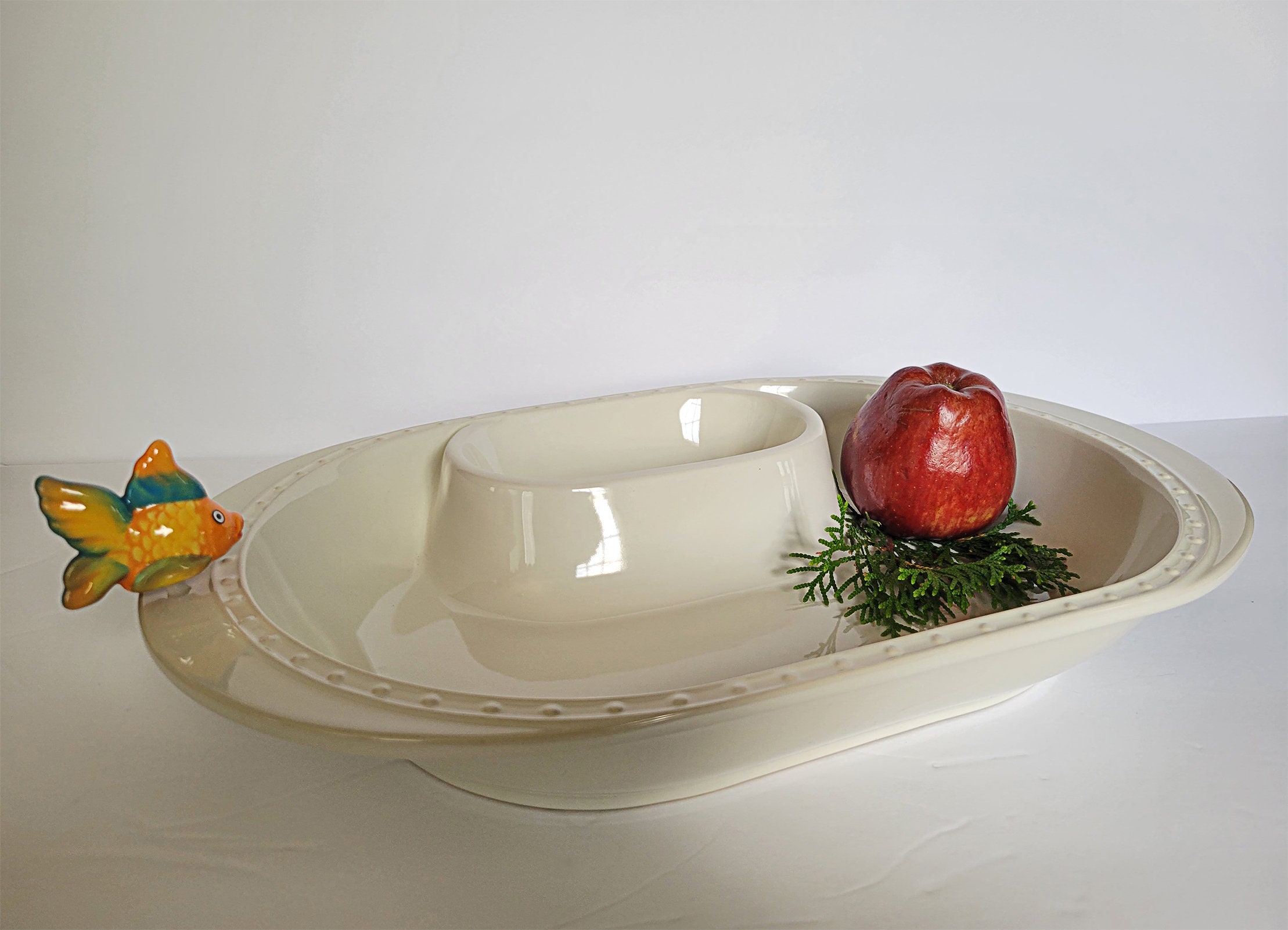 REDUCED Nora Fleming Pearl Dot Chip and Dip Platter With Tropical