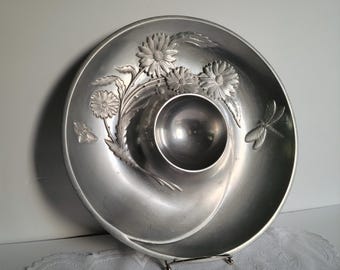 REDUCED Lenox Butterfly Meadow Chip and Dip Server: Metal Floral Platter