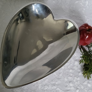 REDUCED Nambe Large 11" Metal Alloy Heart Shaped Tray Bowl Model 119 Shaped Tray Bowl Platter Server