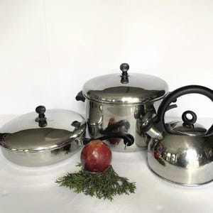 Vtg Farberware Stainless Steel & Aluminum Clad 5 Pc Cookware Lot