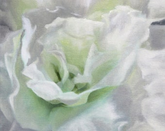 Pintura al óleo abstracta de flores blancas - Impresión en papel