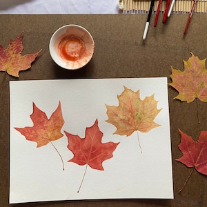 Herbst Blätter - Original Aquarell
