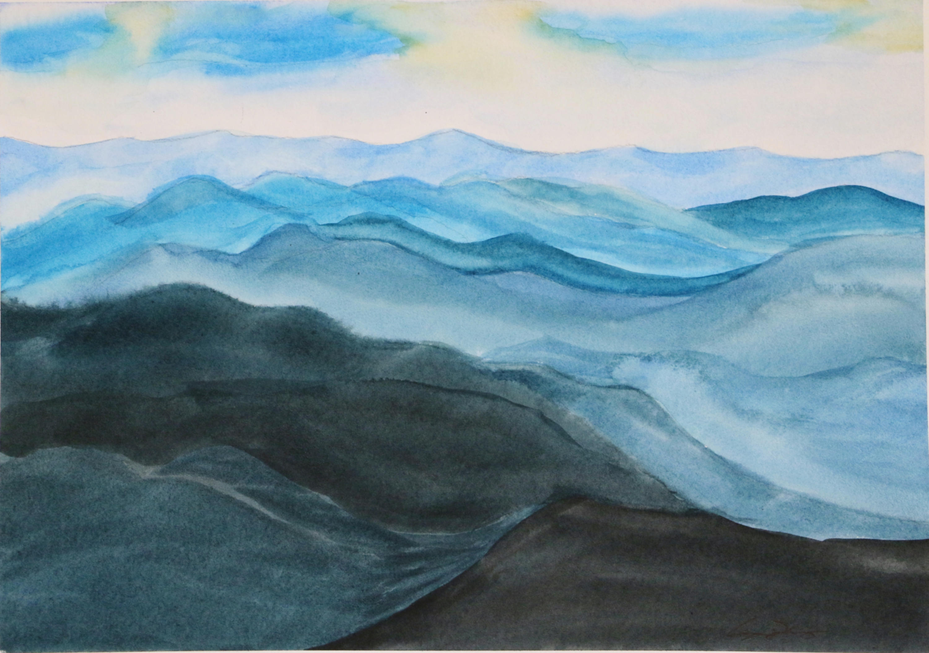 Blue Mountains Original Watercolor Painting available in Etsy